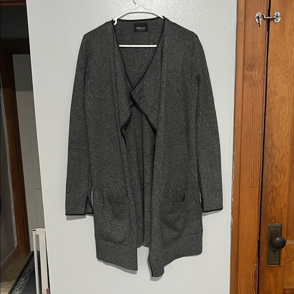 Zara Dark Gray Open Front Cardigan